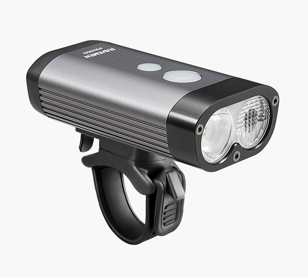 Raveman PR1000 USB Rechargeable DuaLens Front Light with Remote in Grey/Black (1000 Lumens)