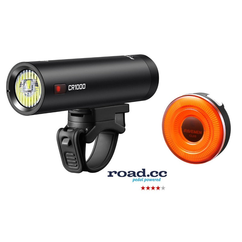Ravemen CR1000 (1000 Lumens) / CL05 (30 Lumens) USB Rechargeable Lightset