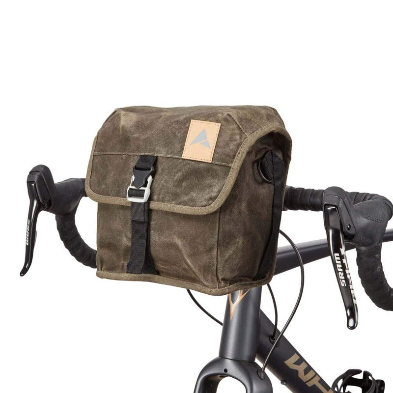 Altura Heritage Cycling Bar Bag - In position on the Handlebars