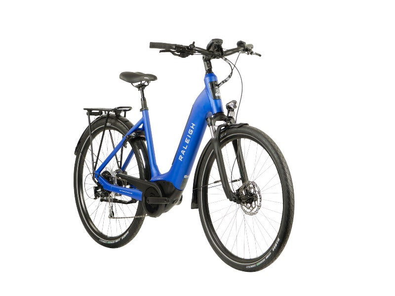 Raleigh Motus GT Lowstep Derailleur Electric Bike - Blue - Front View
