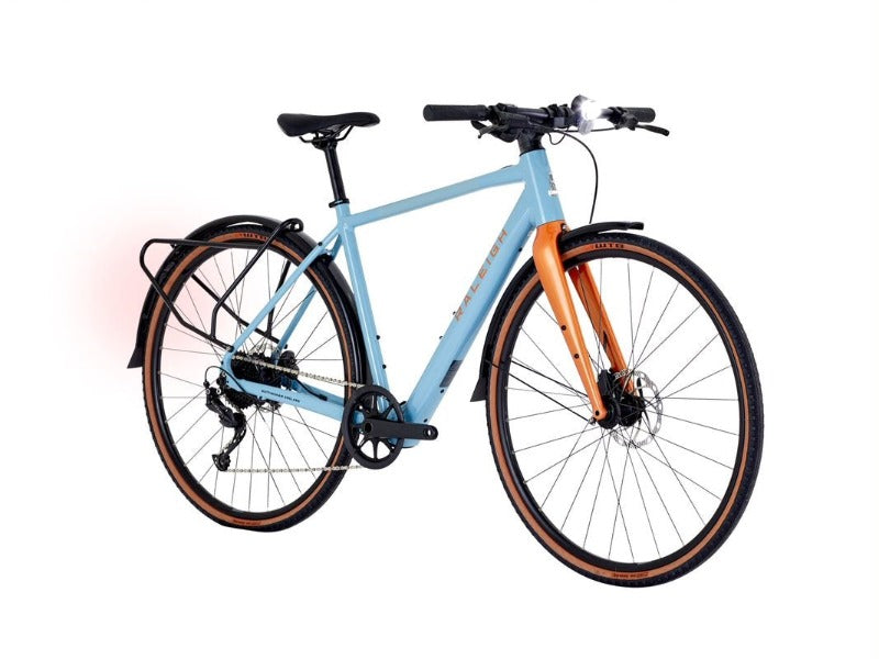 Raleigh Trace Electric Bike - Front View - Blue